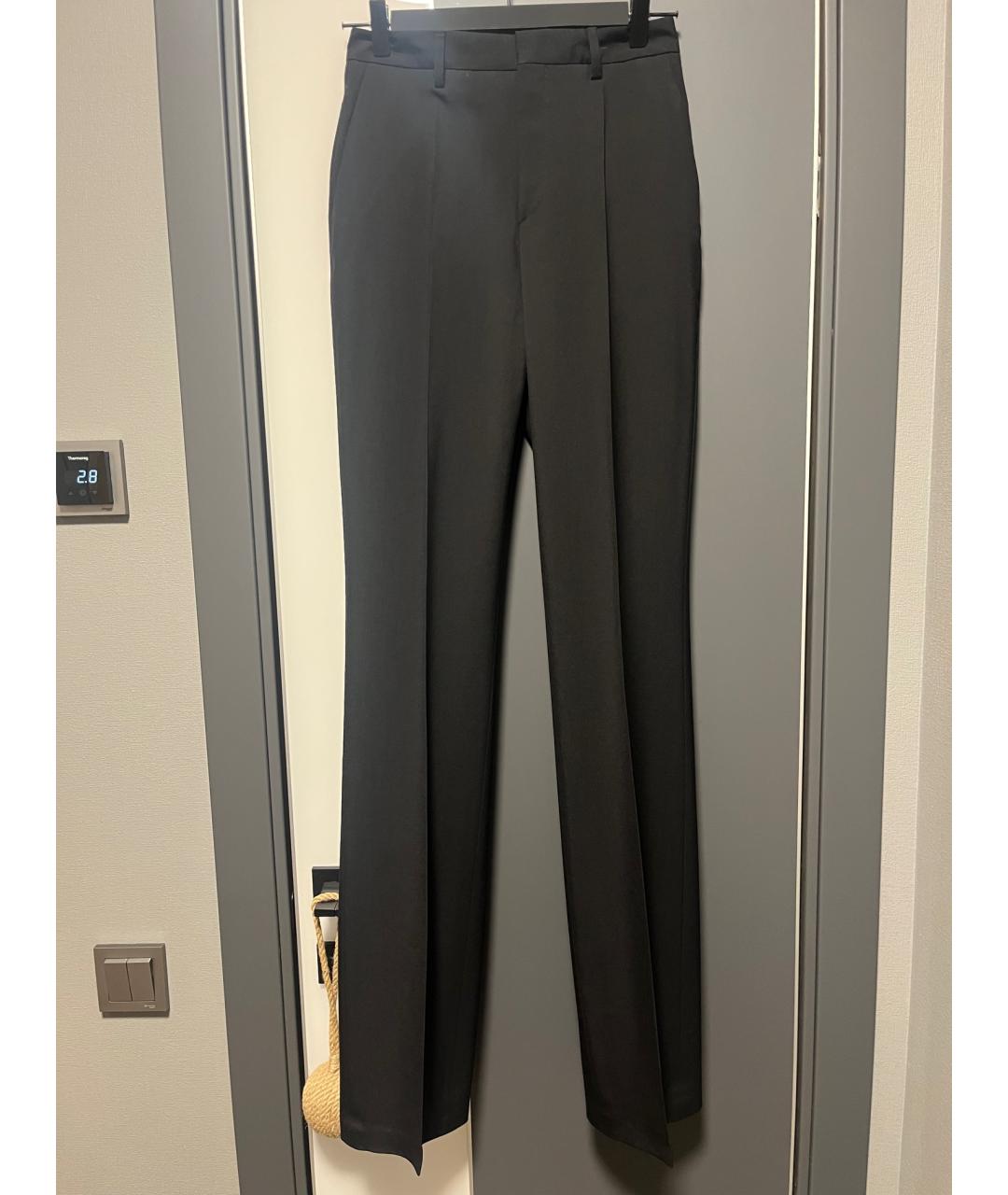 SAINT LAURENT Черные шерстяные прямые брюки, фото 4