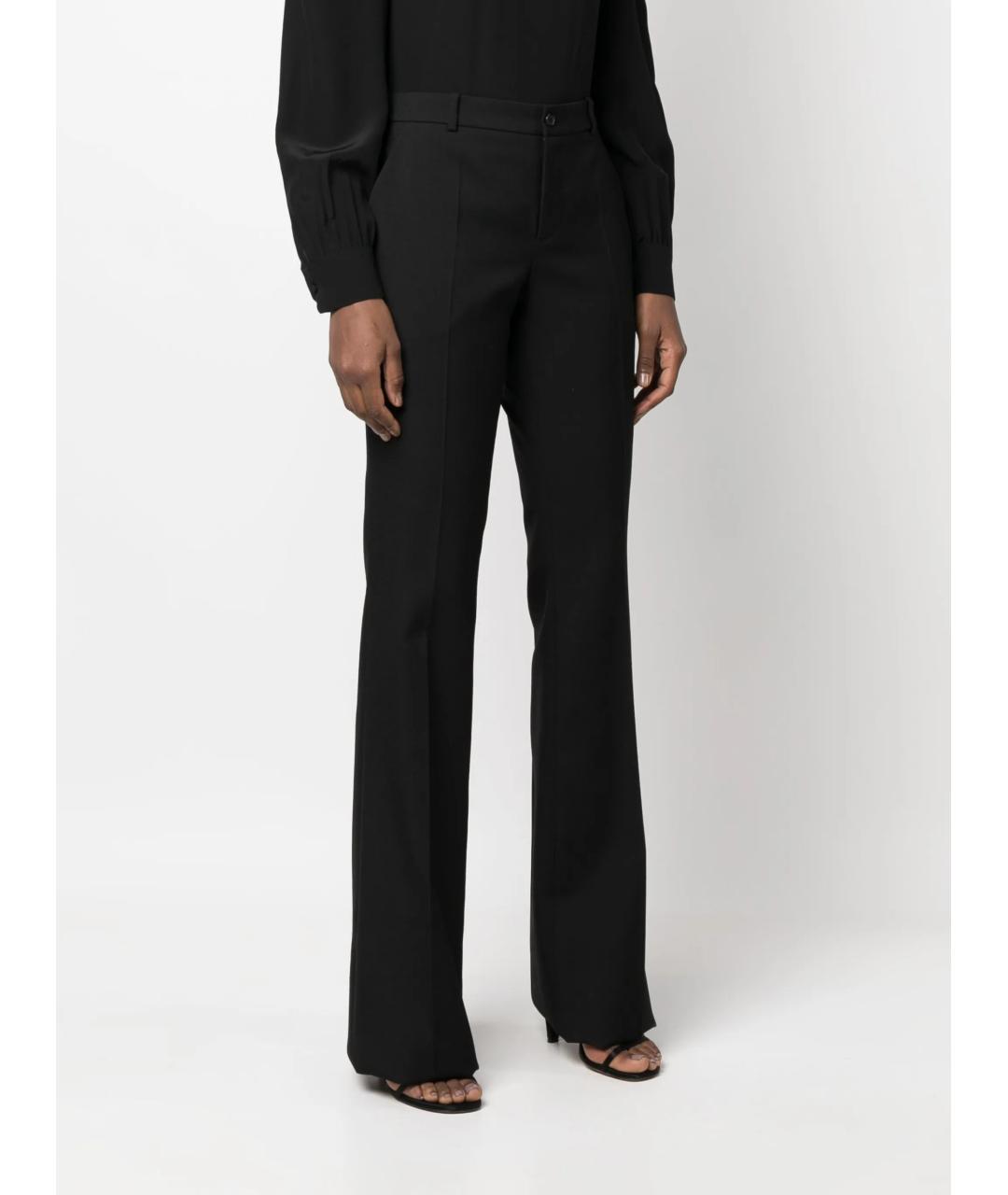 SAINT LAURENT Черные шерстяные прямые брюки, фото 3