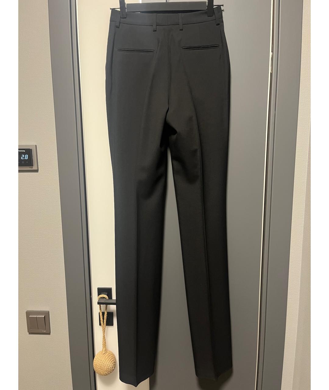 SAINT LAURENT Черные шерстяные прямые брюки, фото 5