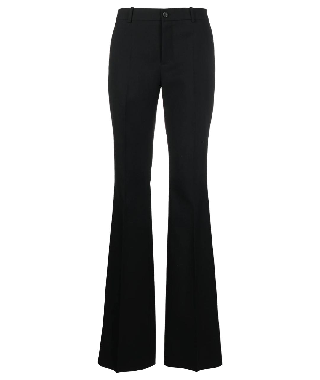 SAINT LAURENT Черные шерстяные прямые брюки, фото 1