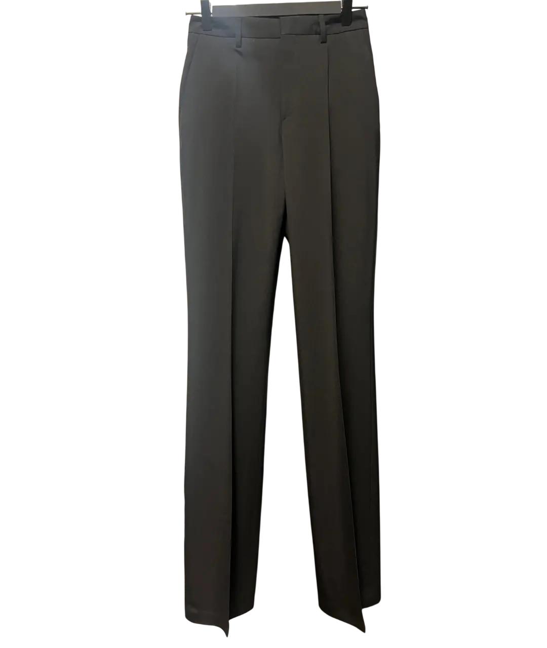 SAINT LAURENT Черные шерстяные прямые брюки, фото 4