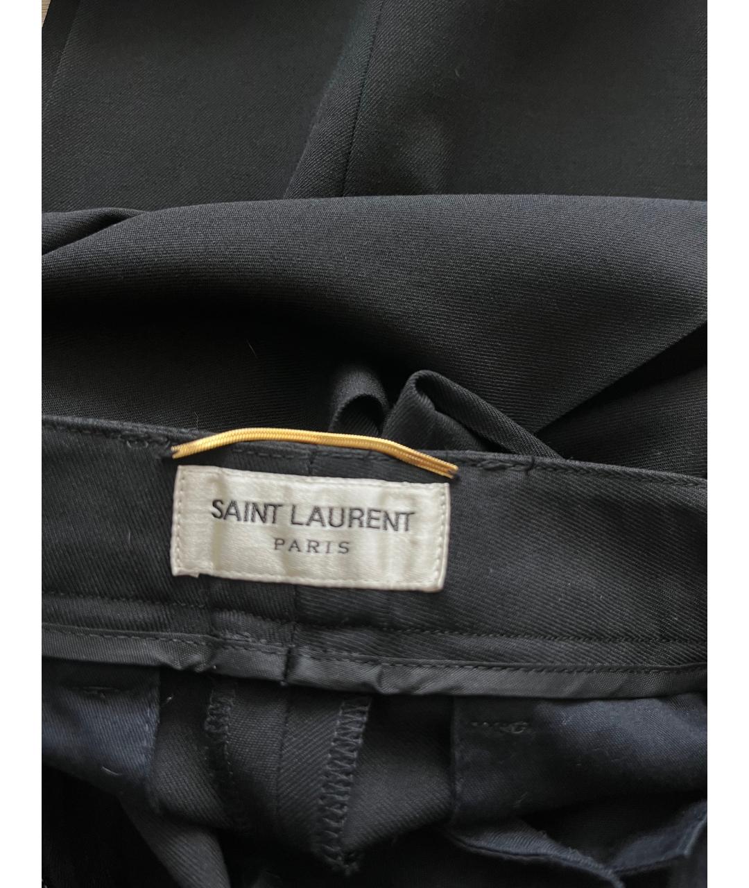 SAINT LAURENT Черные шерстяные прямые брюки, фото 7