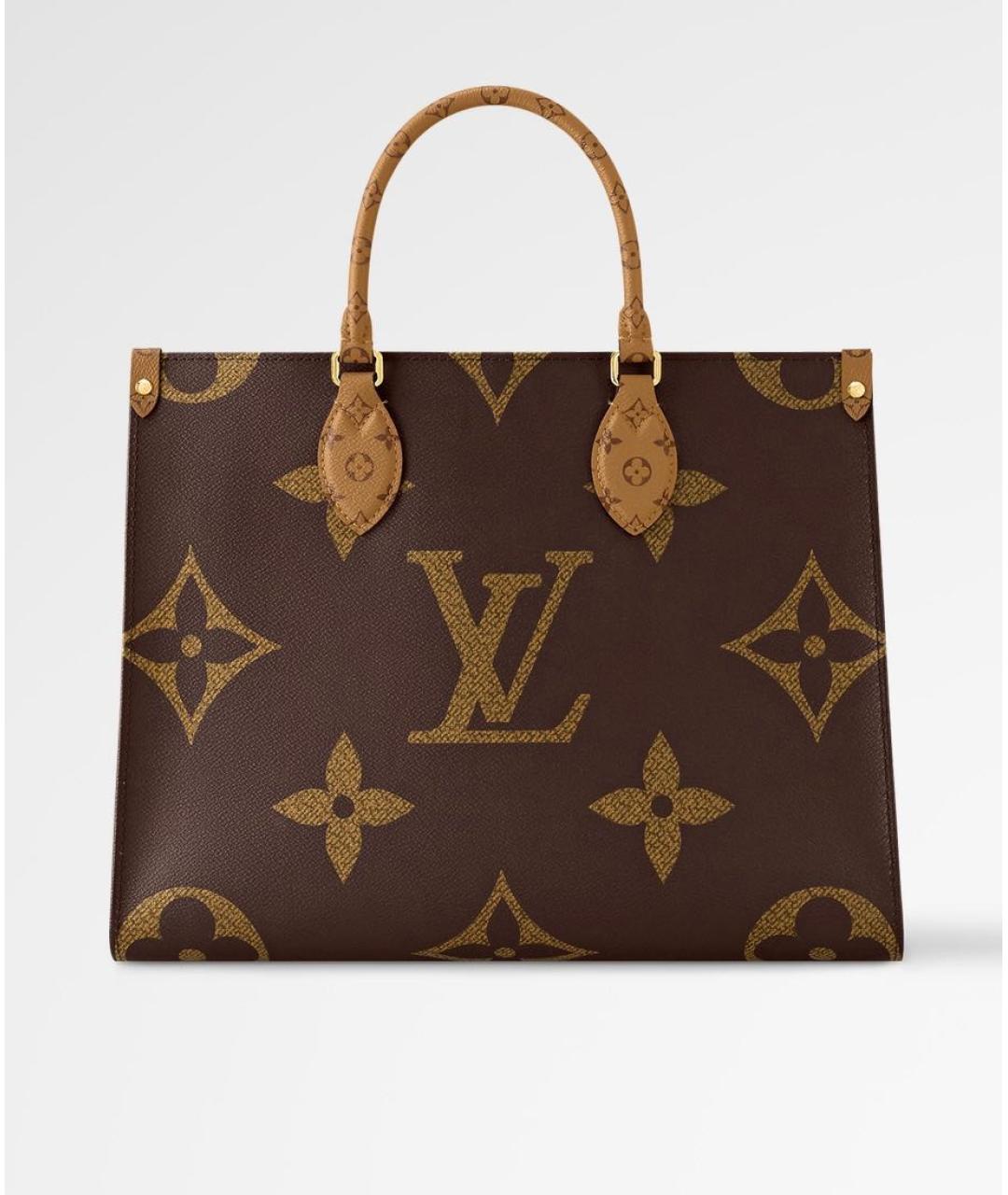 LOUIS VUITTON Коричневая кожаная сумка тоут, фото 6