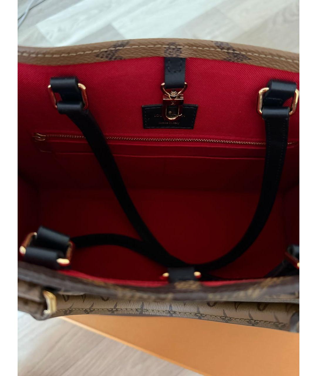 LOUIS VUITTON Коричневая кожаная сумка тоут, фото 5