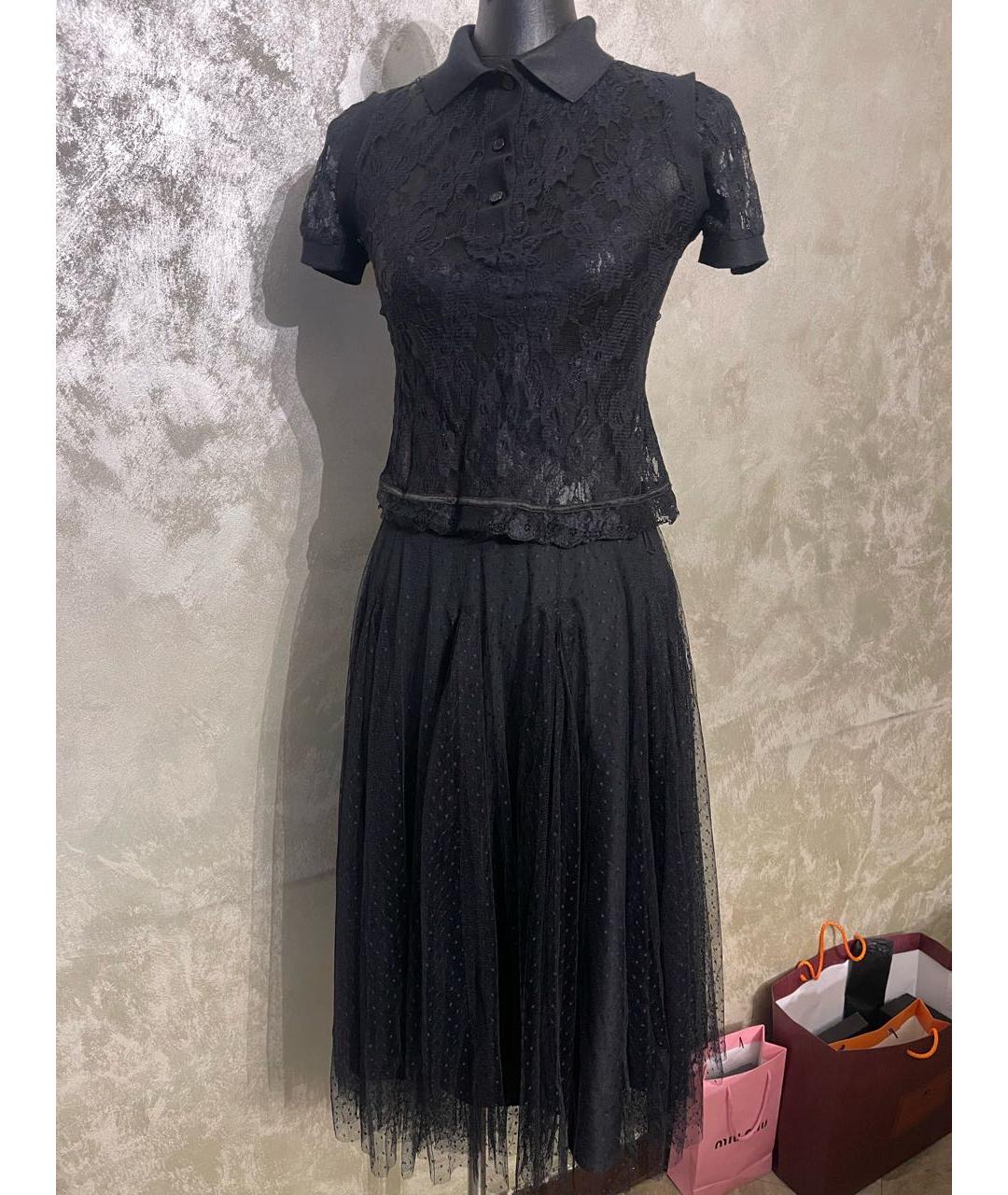 MAX MARA Черная сетчатая юбка миди, фото 2