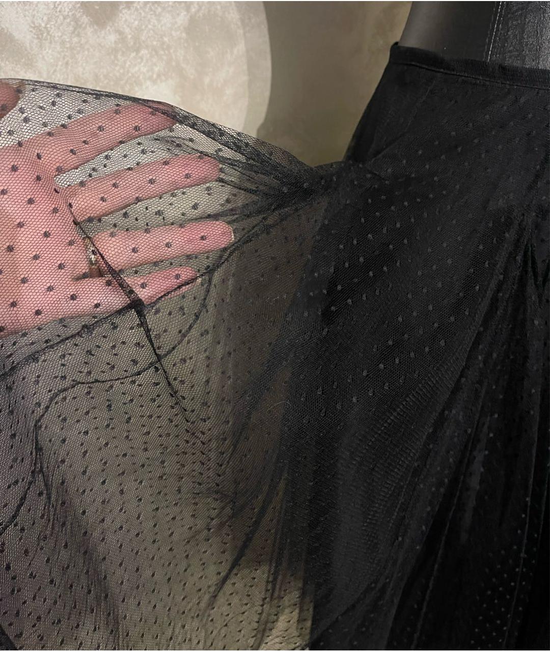 MAX MARA Черная сетчатая юбка миди, фото 3