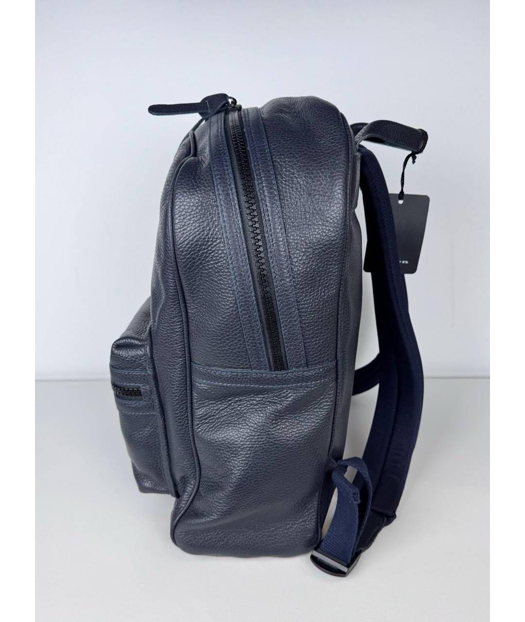 KITON Темно-синий кожаный рюкзак, фото 2