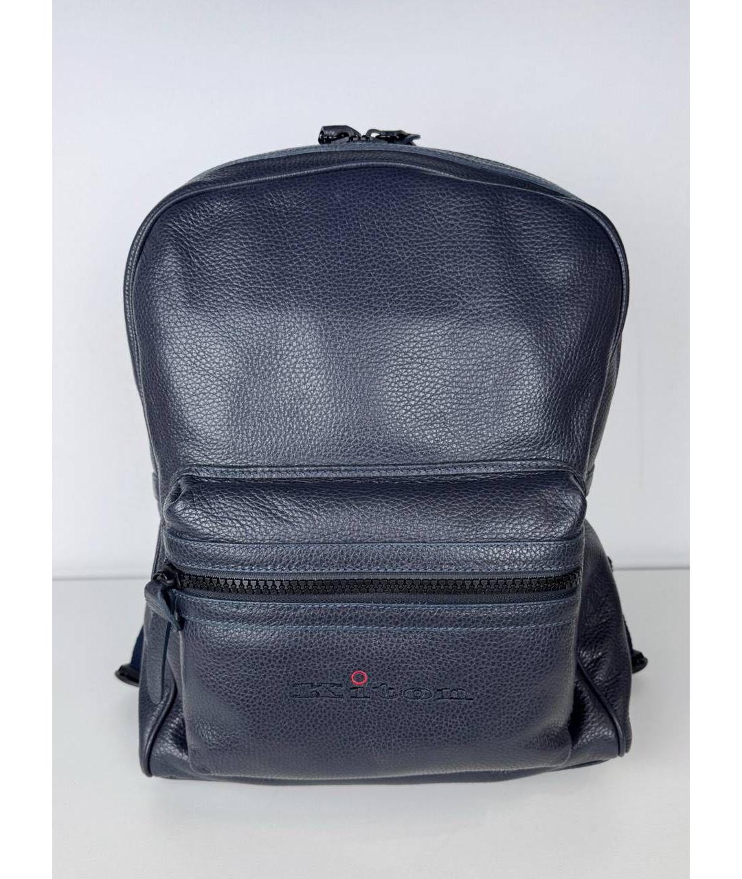 KITON Темно-синий кожаный рюкзак, фото 4