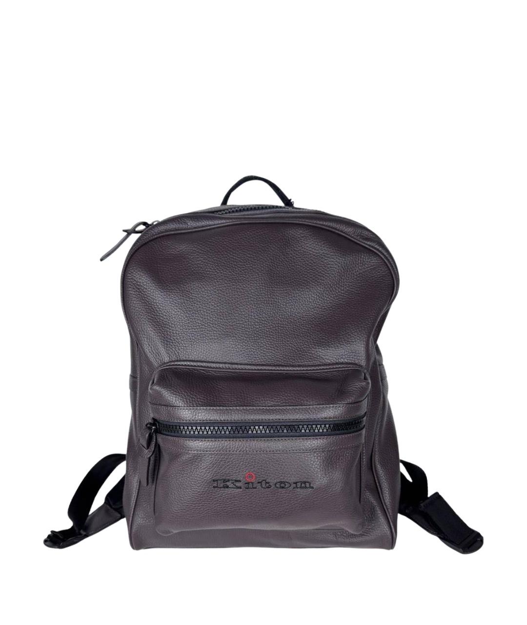 KITON Коричневый кожаный рюкзак, фото 1