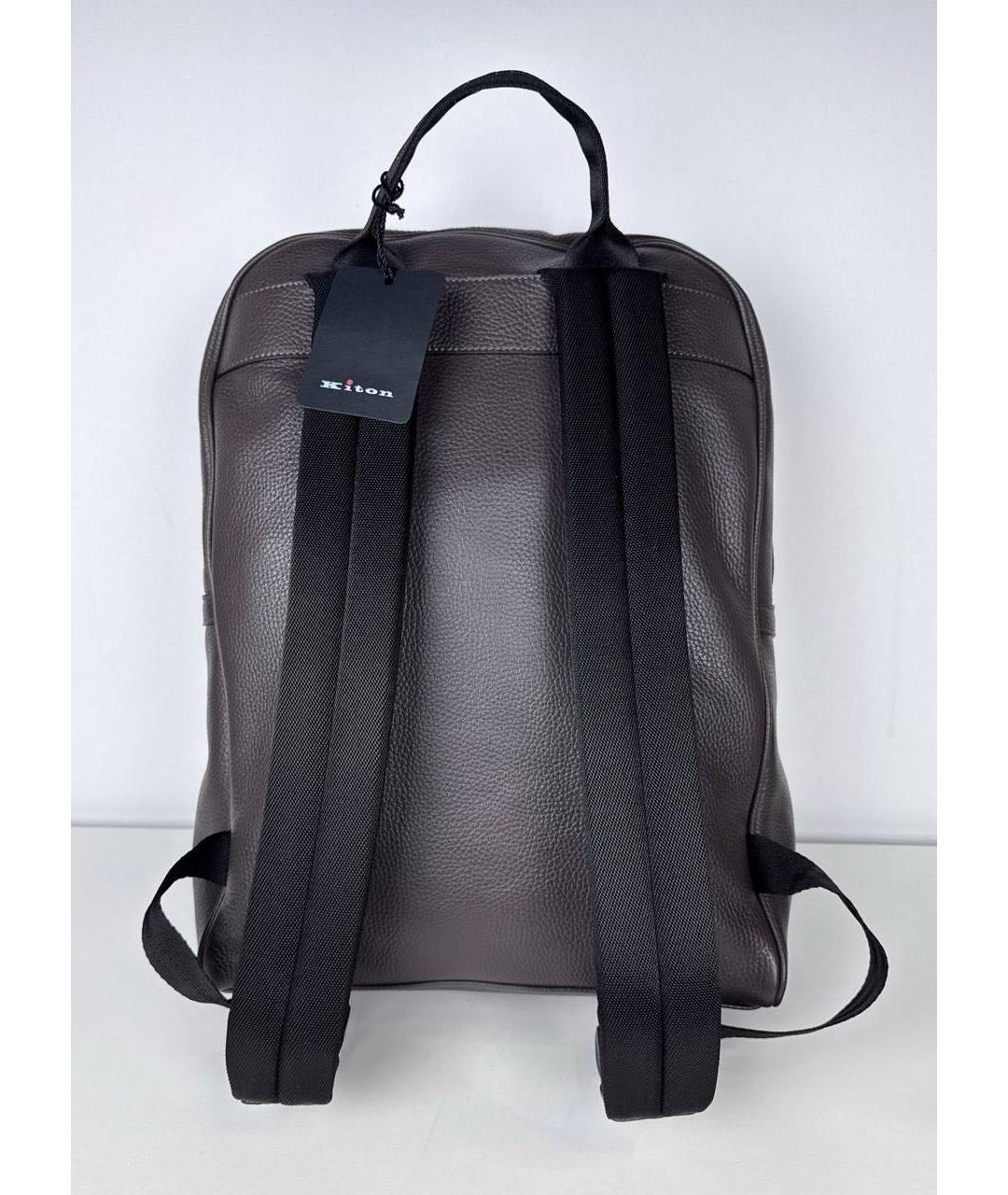 KITON Коричневый кожаный рюкзак, фото 3