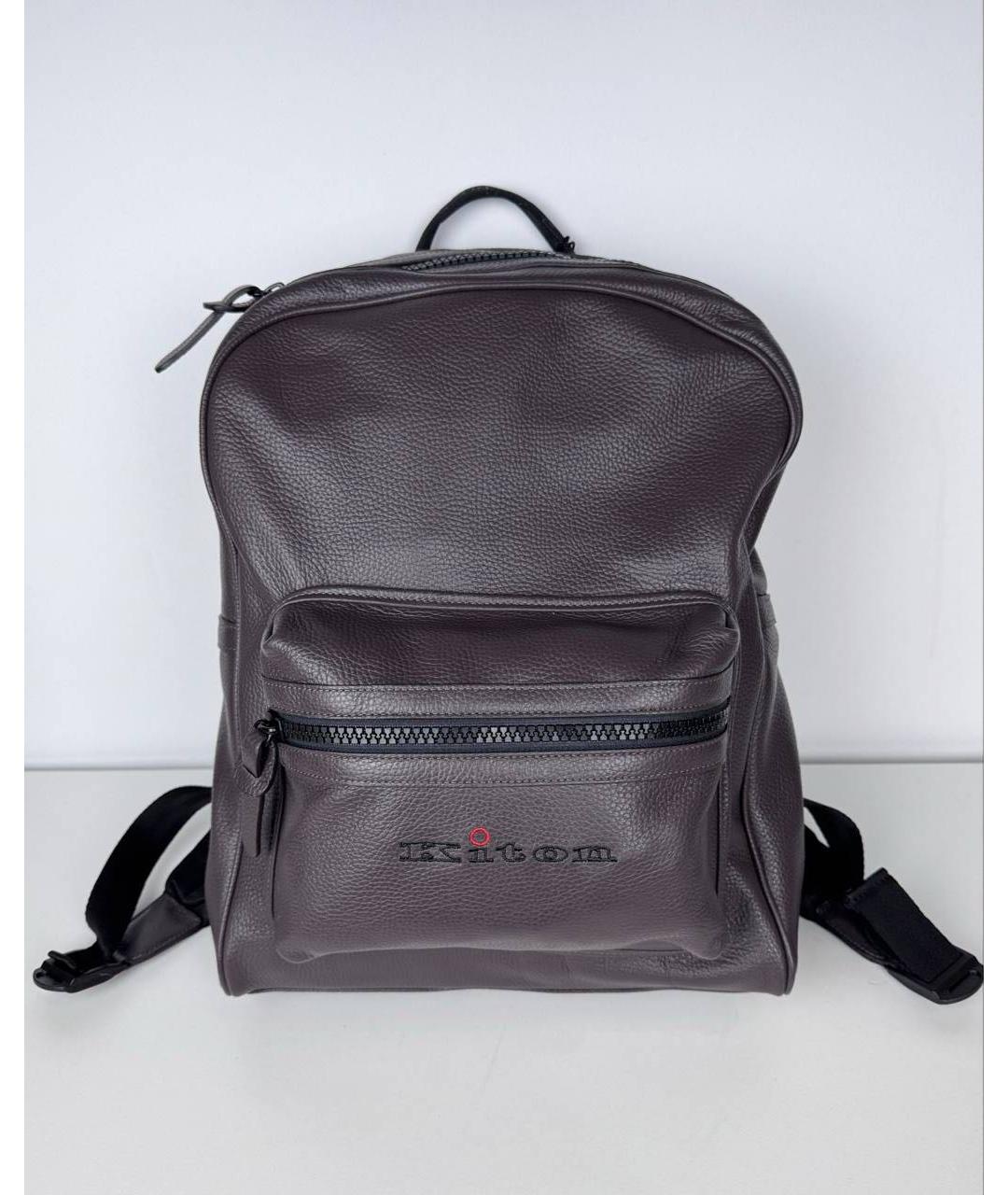 KITON Коричневый кожаный рюкзак, фото 4