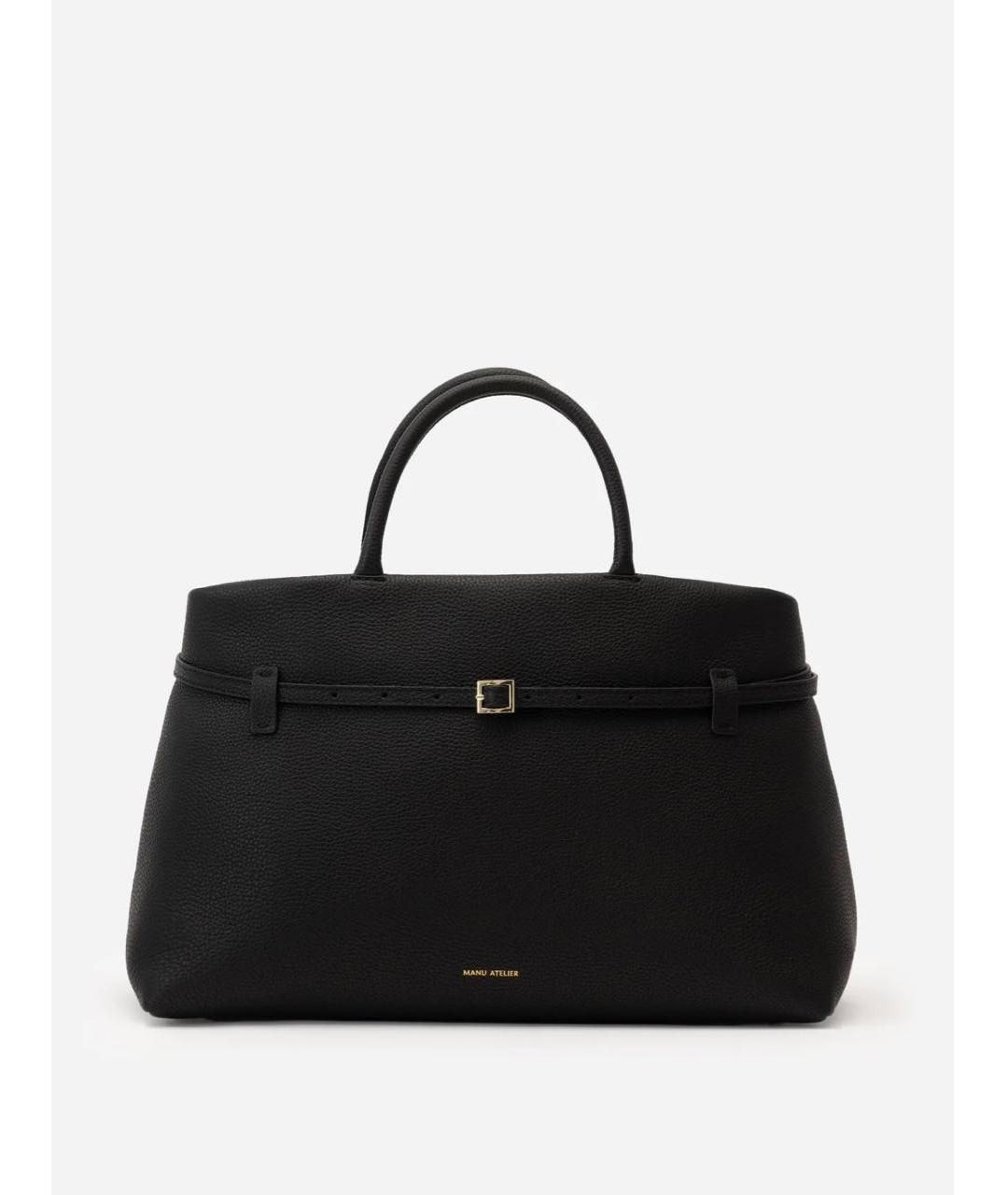 MANU ATELIER Черная кожаная сумка с короткими ручками, фото 6