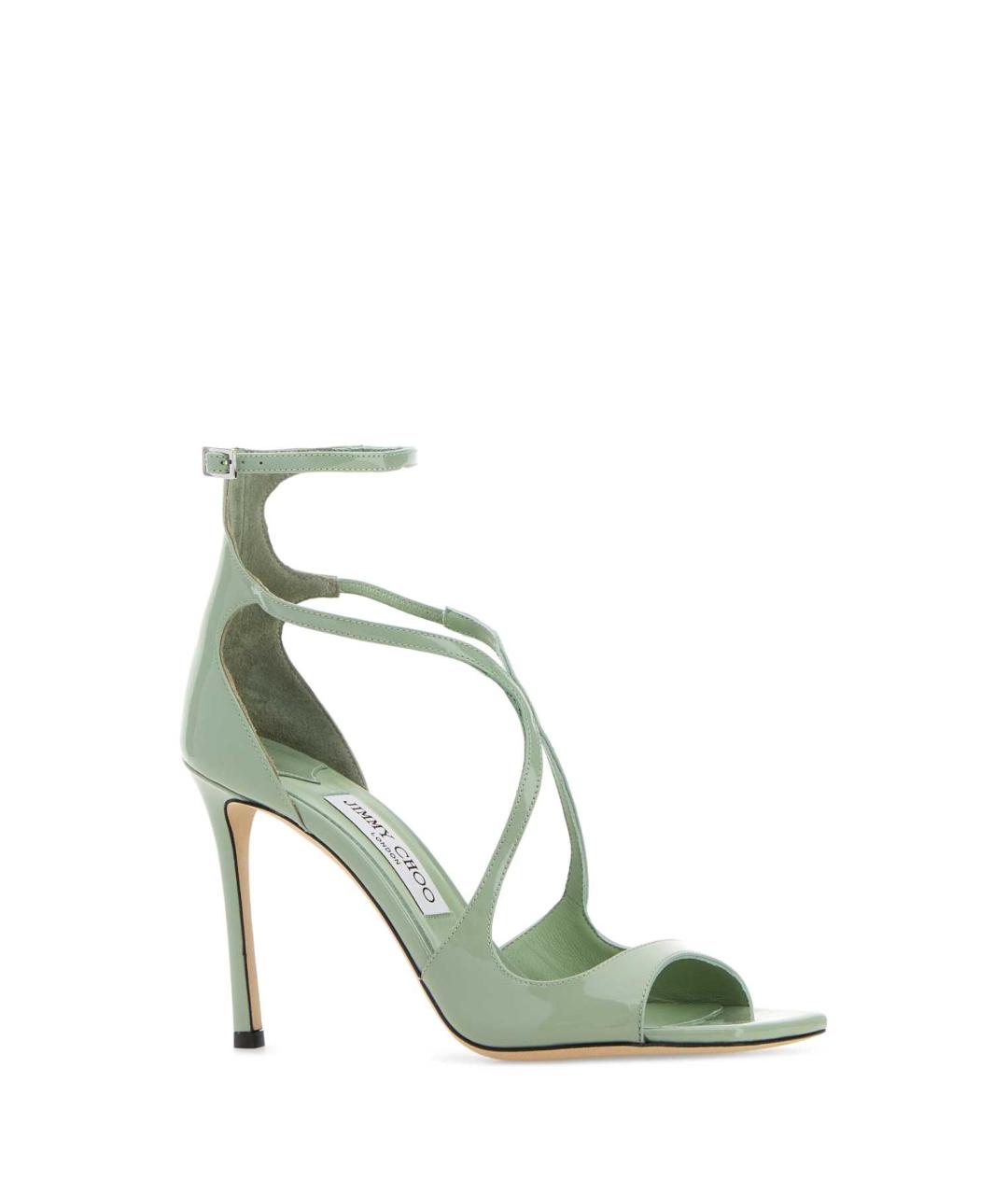 JIMMY CHOO Зеленые босоножки из лакированной кожи, фото 2