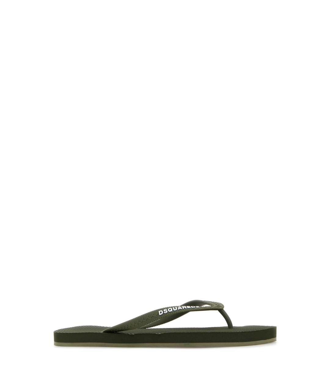 DSQUARED2 Зеленые резиновые шлепанцы, фото 2