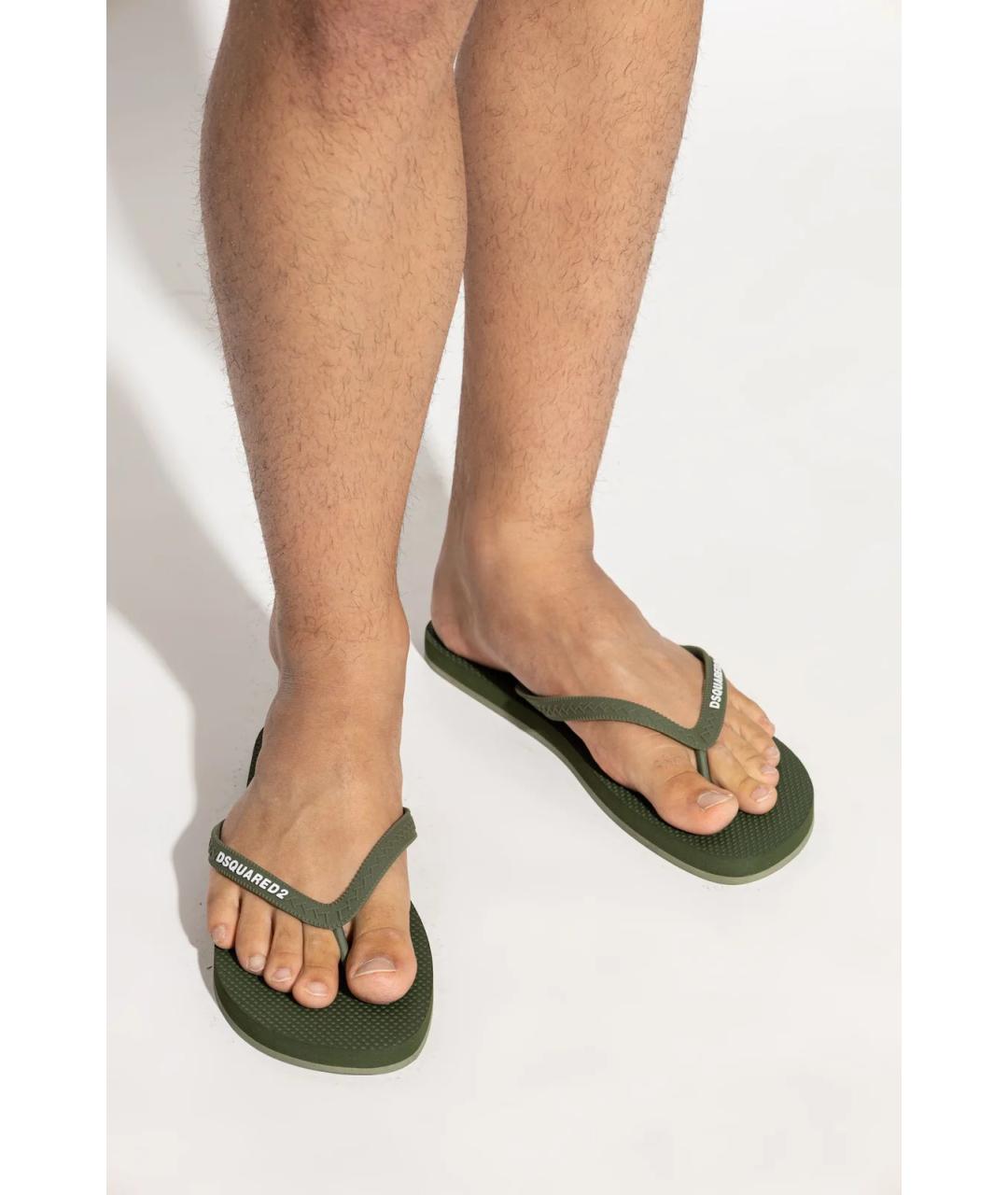 DSQUARED2 Зеленые резиновые шлепанцы, фото 5