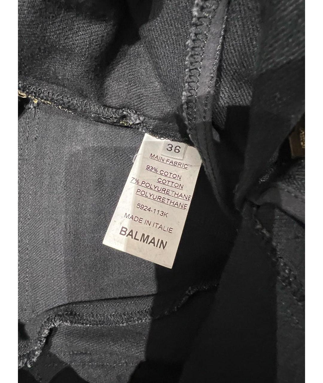BALMAIN Черные хлопковые брюки узкие, фото 6