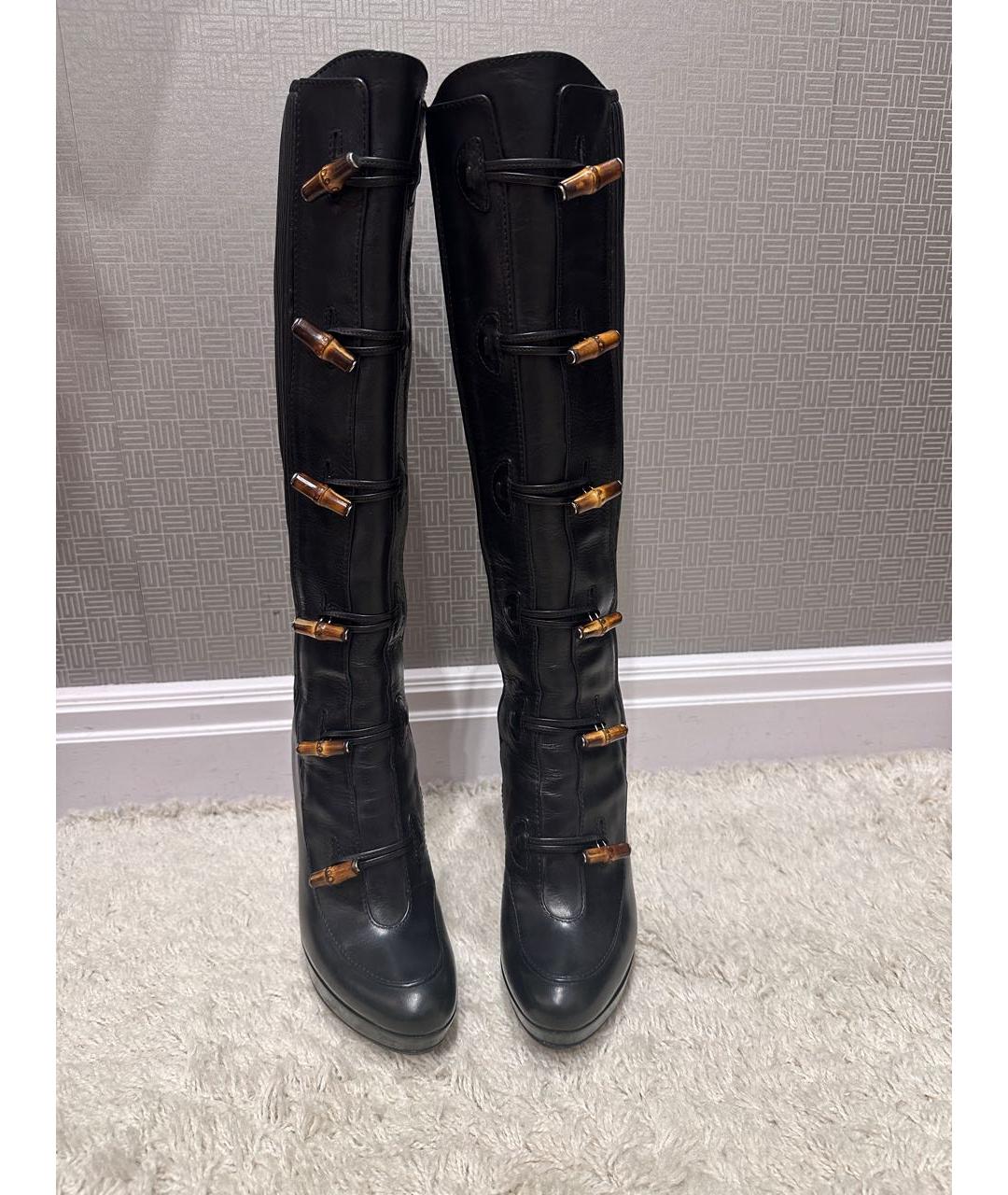 GUCCI Черные кожаные сапоги, фото 2