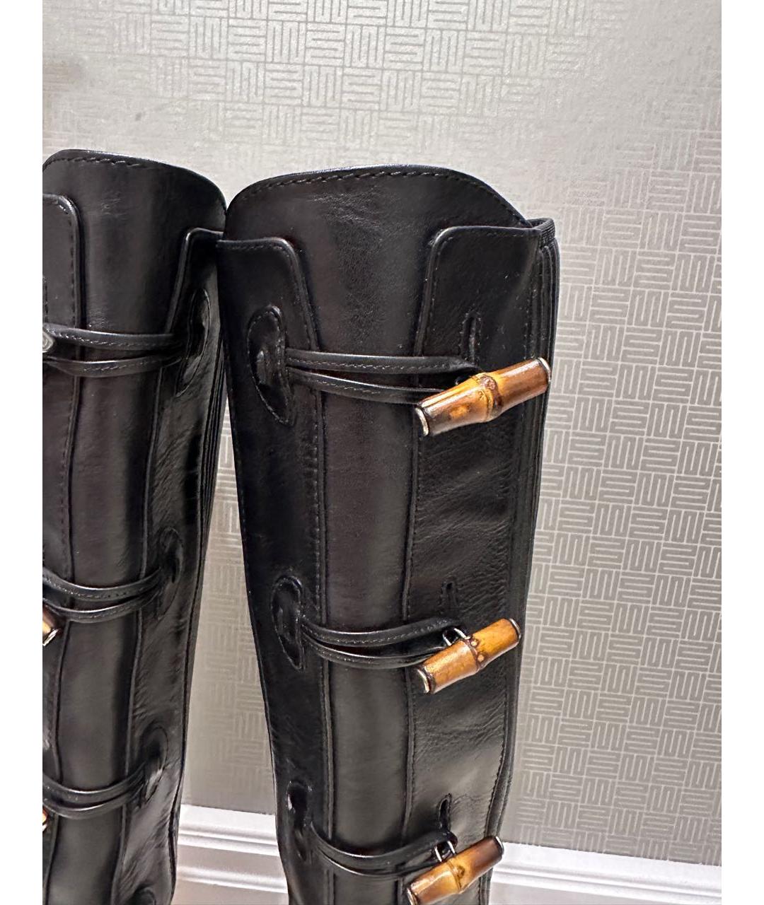GUCCI Черные кожаные сапоги, фото 4