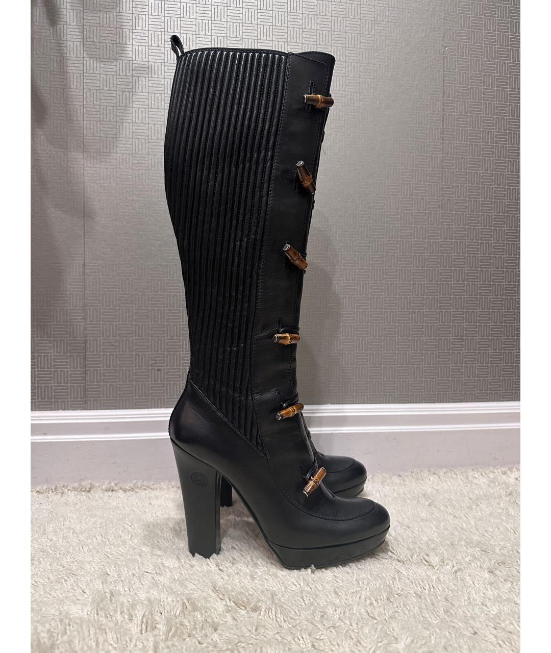 GUCCI Черные кожаные сапоги, фото 7