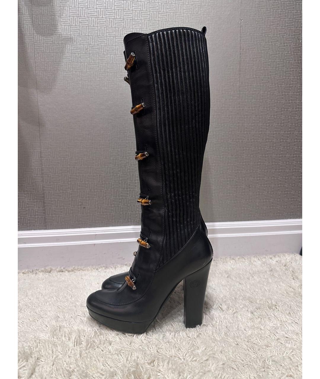 GUCCI Черные кожаные сапоги, фото 3