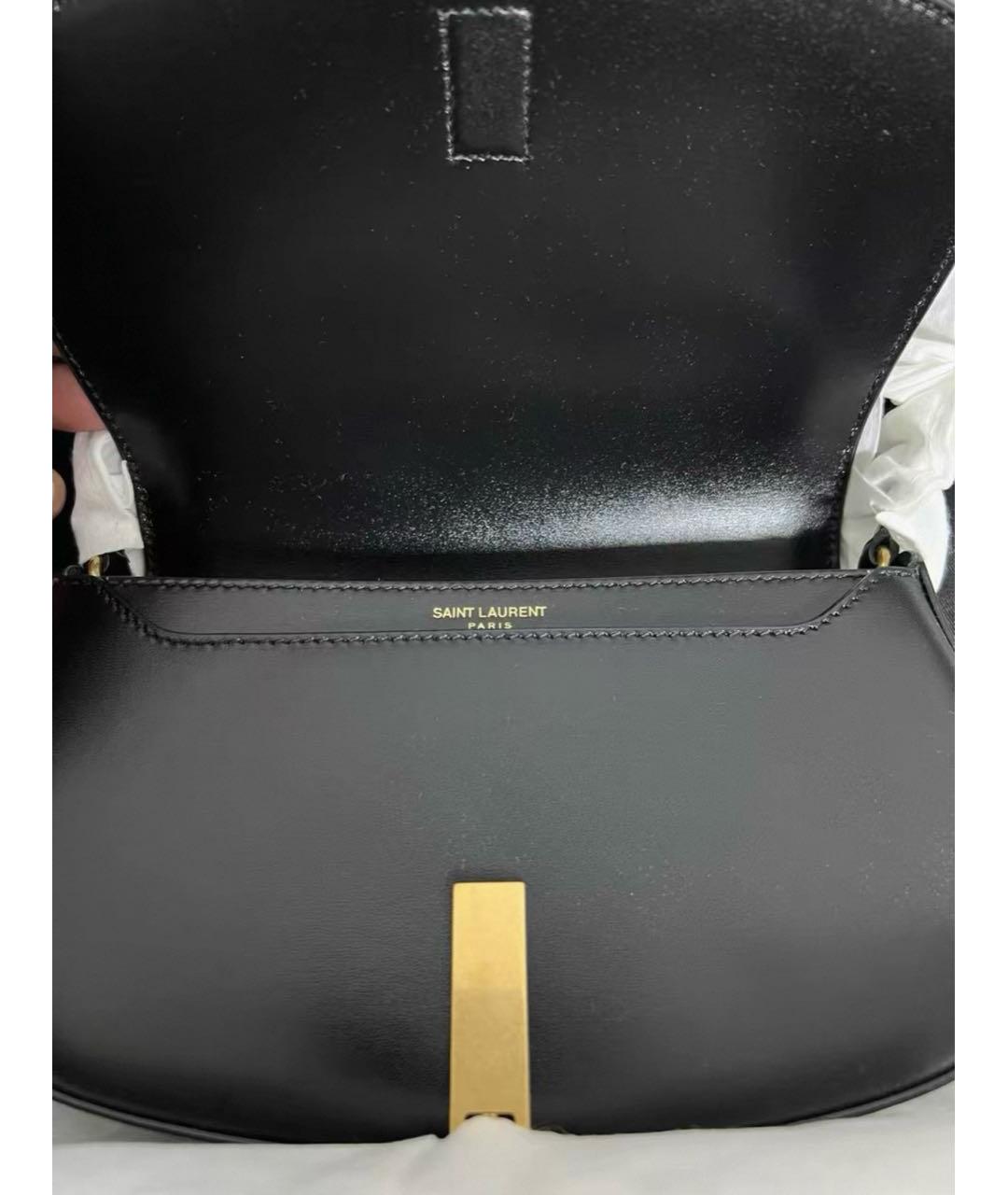 SAINT LAURENT Черная кожаная сумка с короткими ручками, фото 5