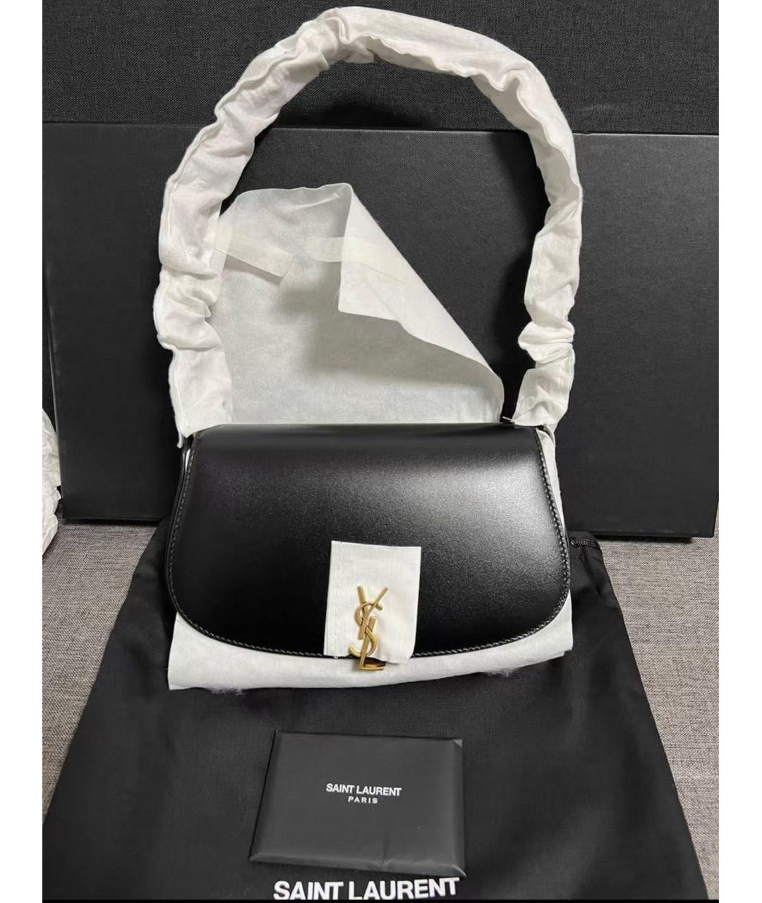 SAINT LAURENT Черная кожаная сумка с короткими ручками, фото 2