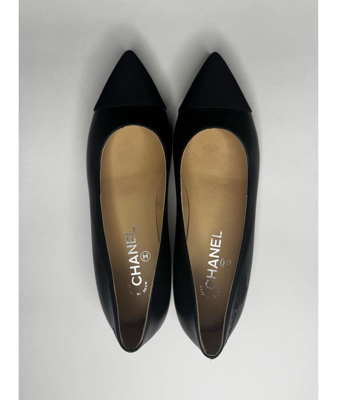 CHANEL Черные кожаные балетки, фото 3