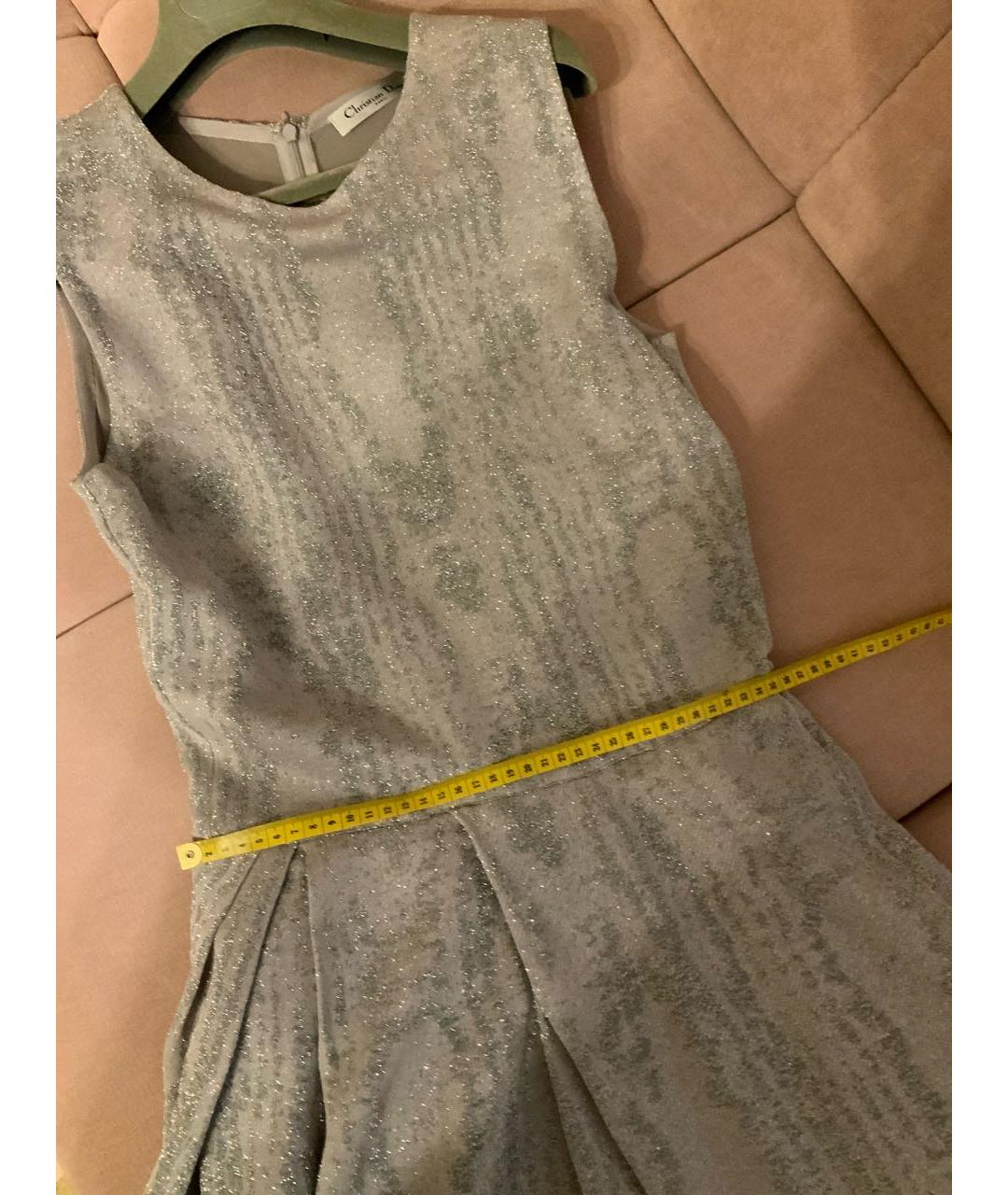CHRISTIAN DIOR Серебряное вискозное коктейльное платье, фото 3