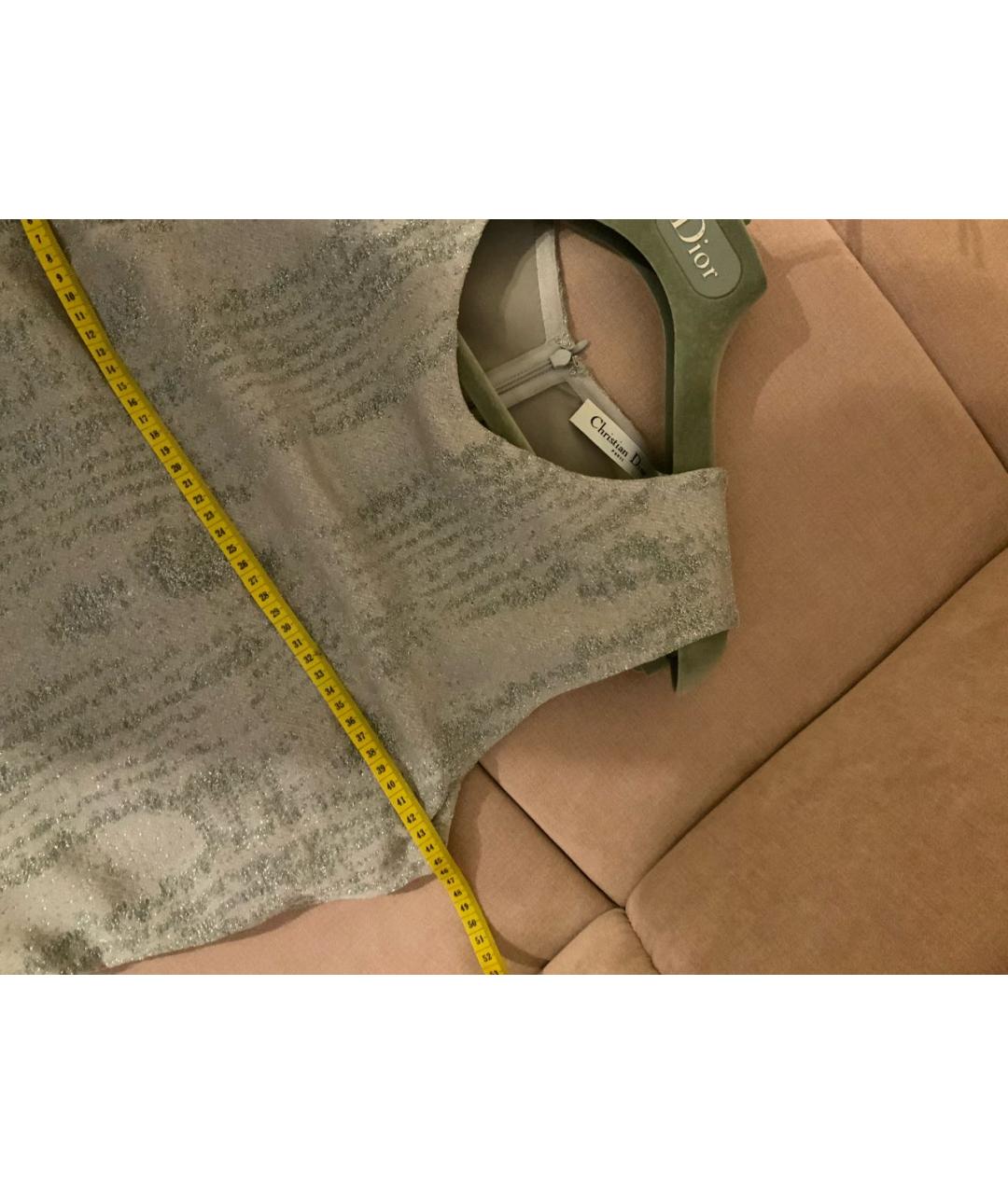 CHRISTIAN DIOR Серебряное вискозное коктейльное платье, фото 4