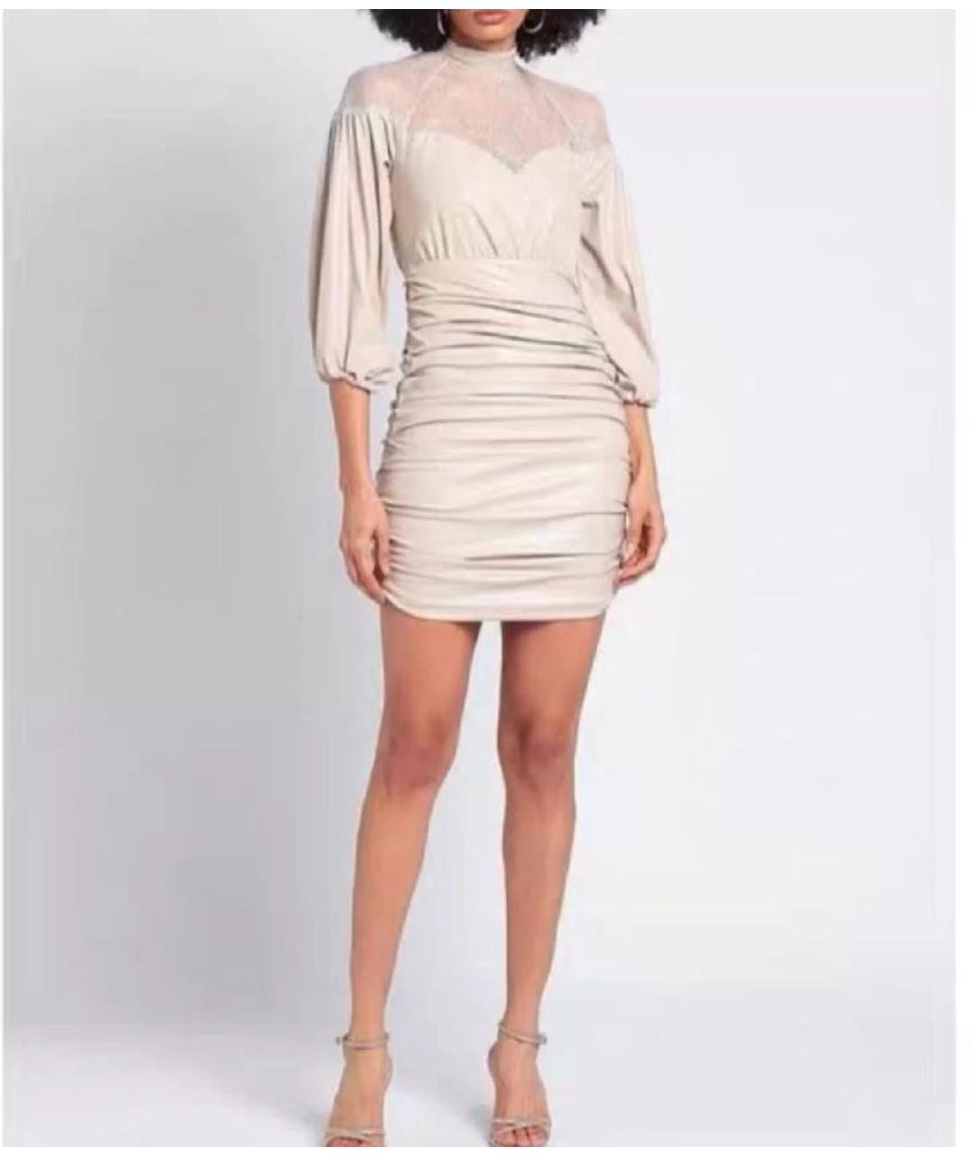 PINKO Бежевое полиэстеровое коктейльное платье, фото 6