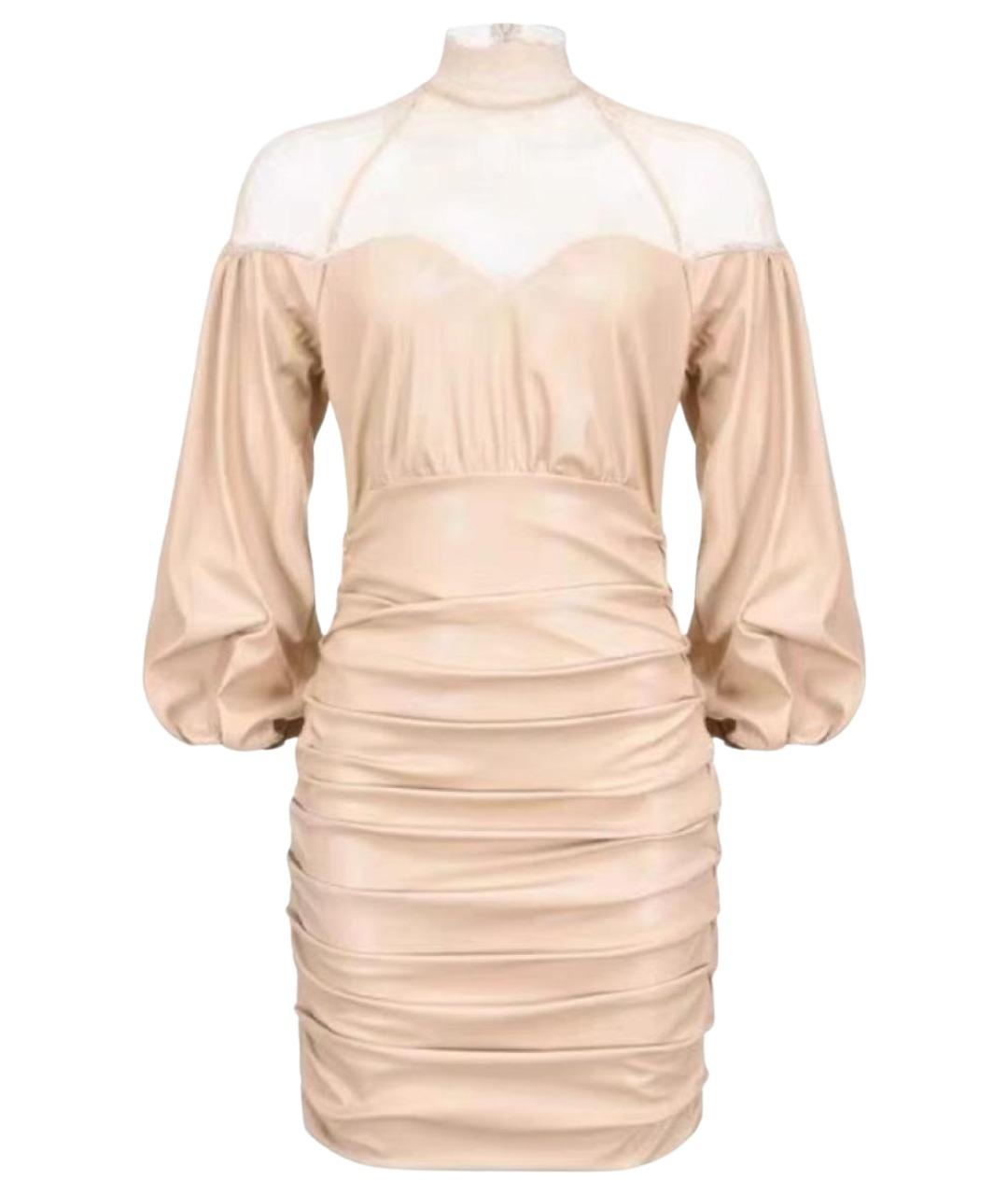 PINKO Бежевое полиэстеровое коктейльное платье, фото 1