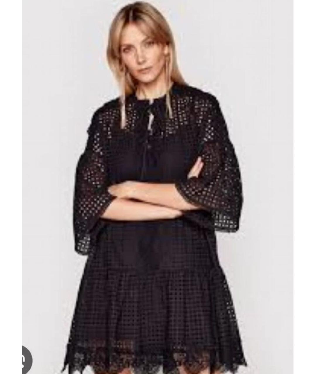 PINKO Черное хлопковое коктейльное платье, фото 4