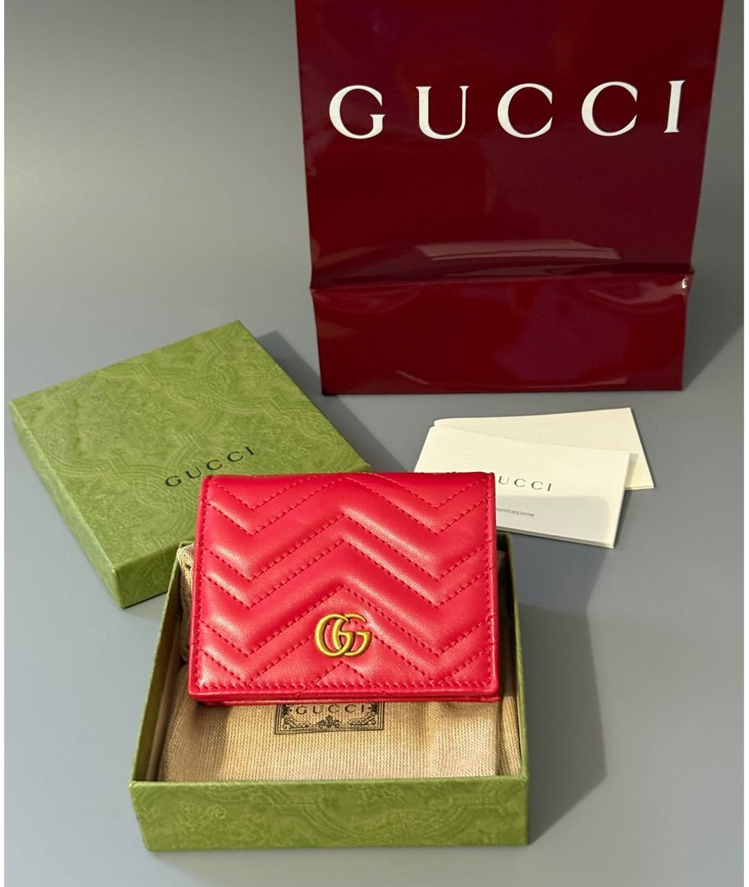 GUCCI Красный кожаный кошелек, фото 2