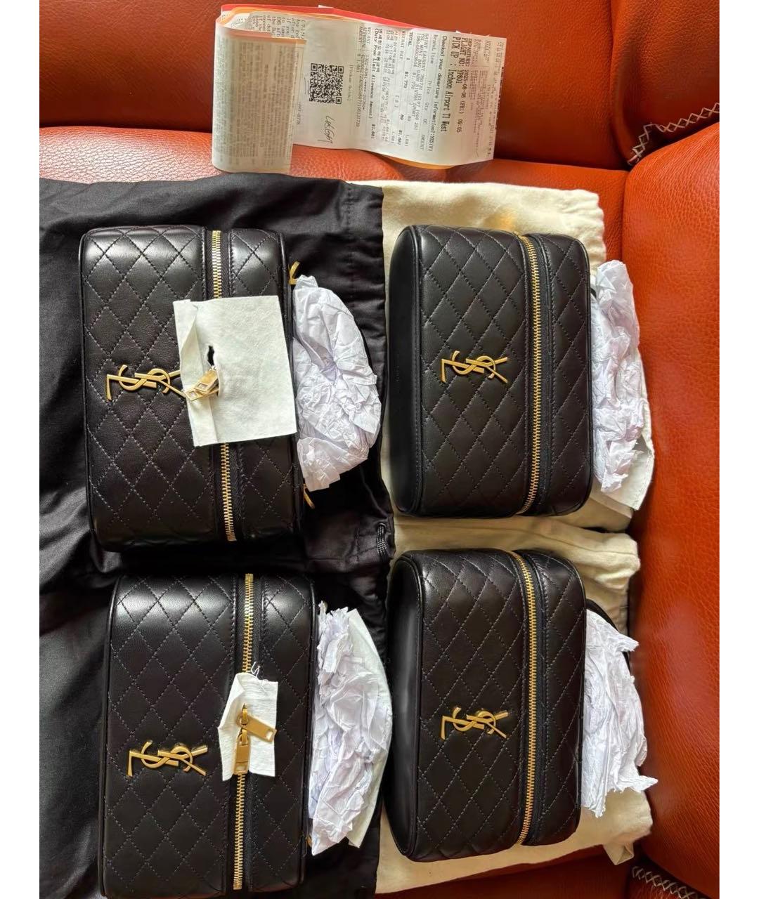 SAINT LAURENT Черная кожаная сумка с короткими ручками, фото 4