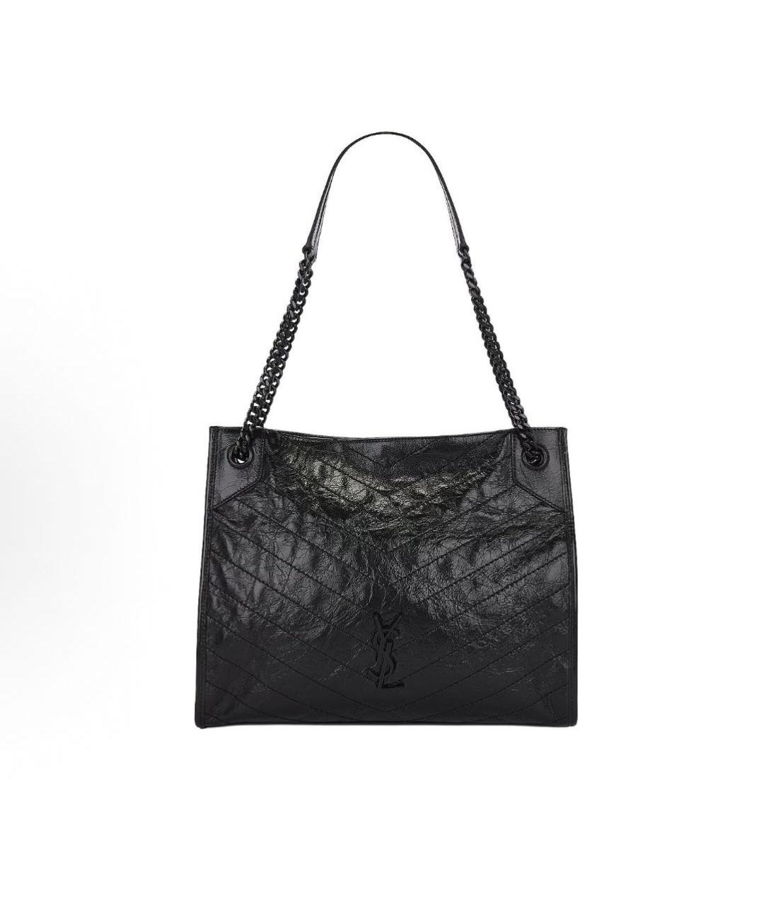 SAINT LAURENT Черная кожаная сумка тоут, фото 7