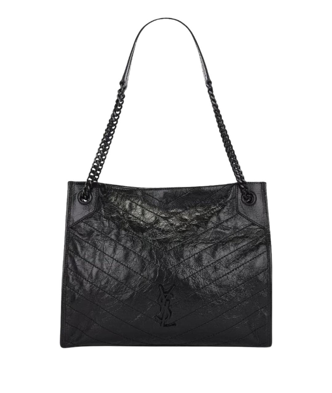 SAINT LAURENT Черная кожаная сумка тоут, фото 1