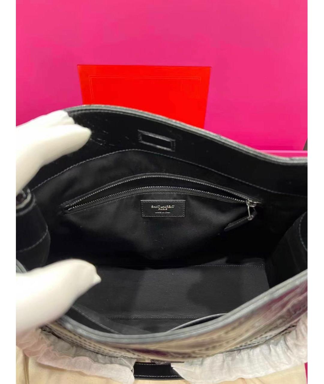 SAINT LAURENT Черная кожаная сумка тоут, фото 6