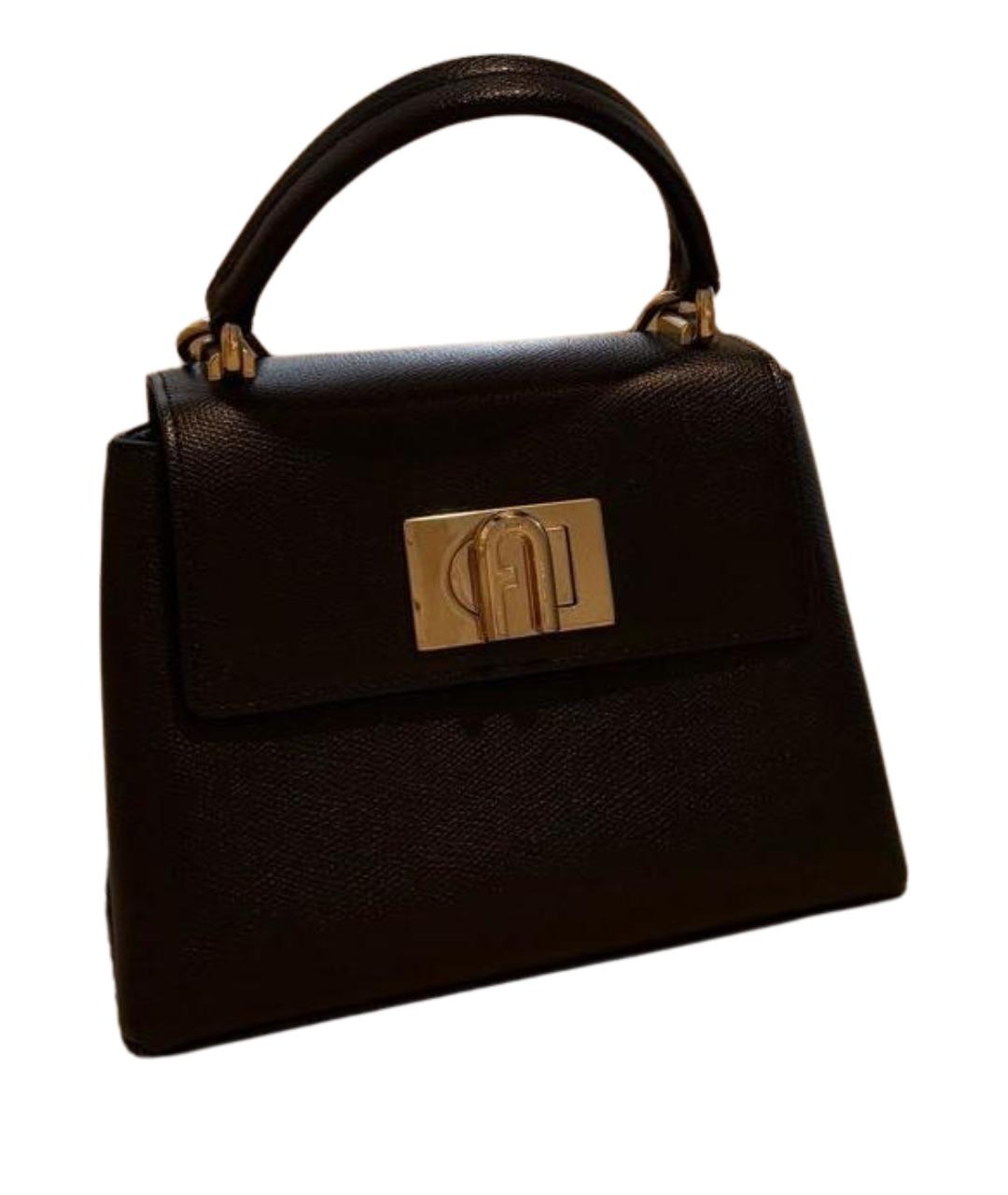 FURLA Черная кожаная сумка с короткими ручками, фото 1