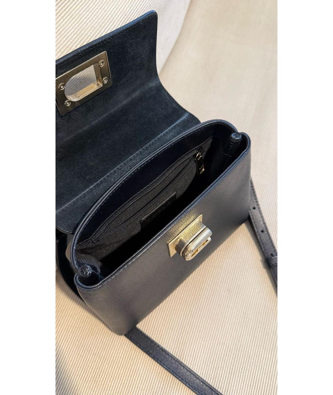 FURLA Черная кожаная сумка с короткими ручками, фото 4