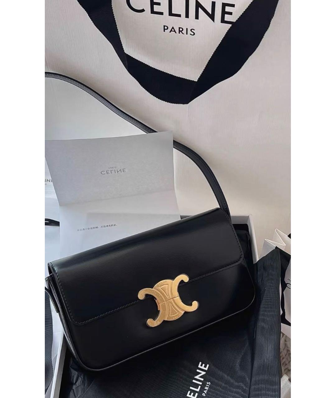 CELINE Черная кожаная сумка через плечо, фото 2