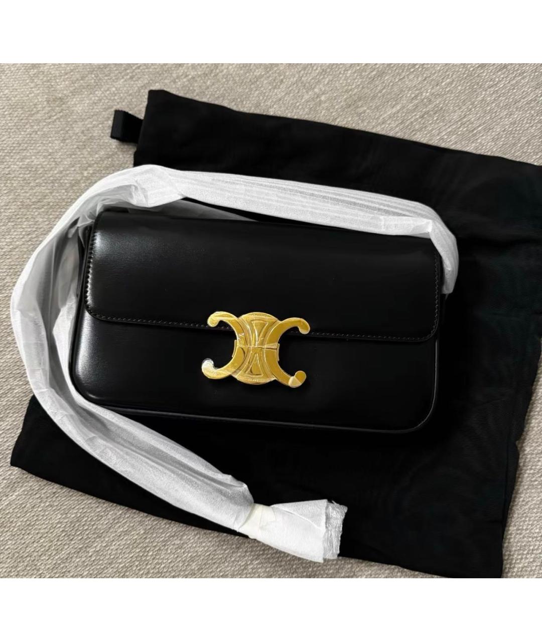 CELINE Черная кожаная сумка через плечо, фото 3