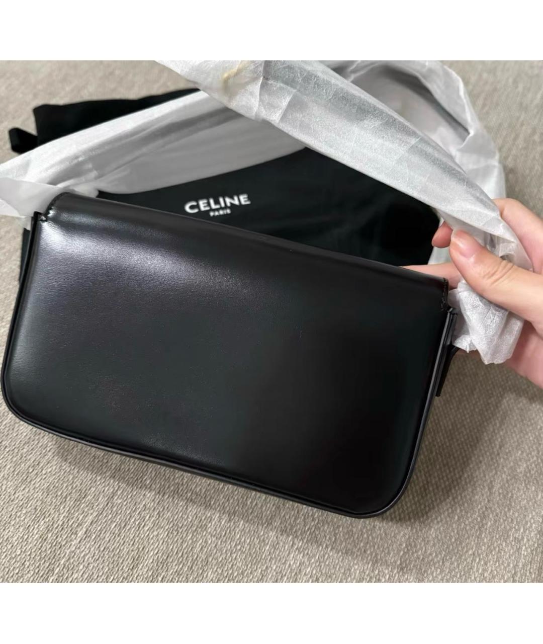 CELINE Черная кожаная сумка через плечо, фото 6