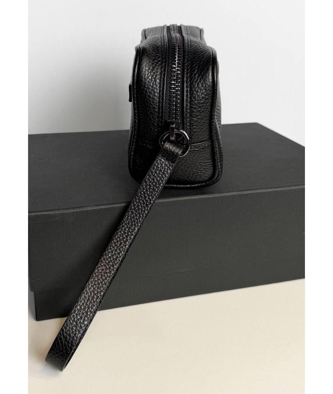 KITON Черная кожаная барсетка, фото 3