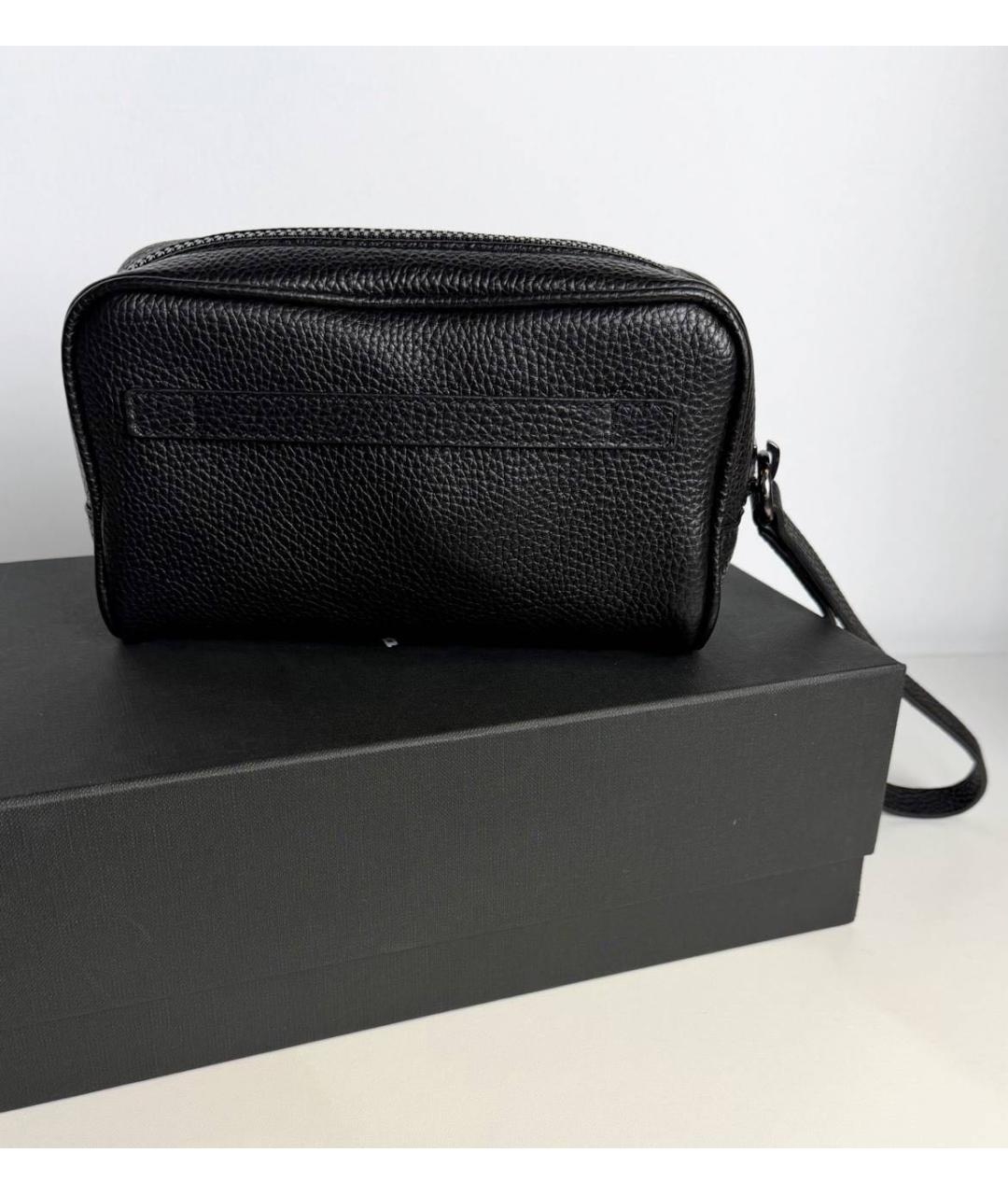 KITON Черная кожаная барсетка, фото 2