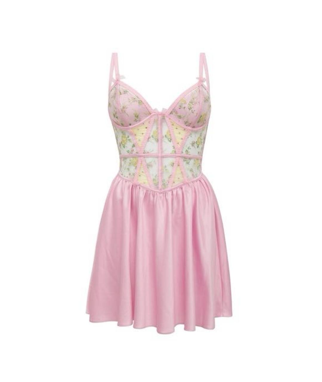 FOR LOVE AND LEMONS Розовое атласное коктейльное платье, фото 4