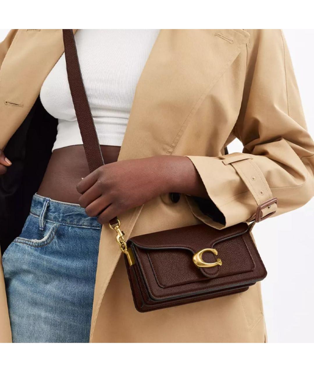 COACH Коричневая кожаная сумка через плечо, фото 5