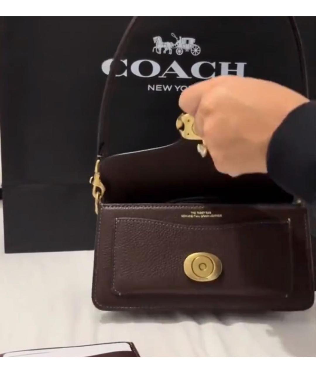 COACH Коричневая кожаная сумка через плечо, фото 8