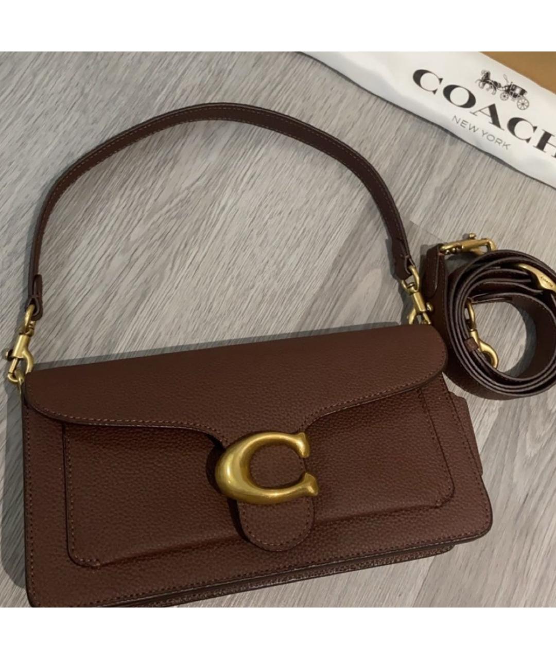 COACH Коричневая кожаная сумка через плечо, фото 7