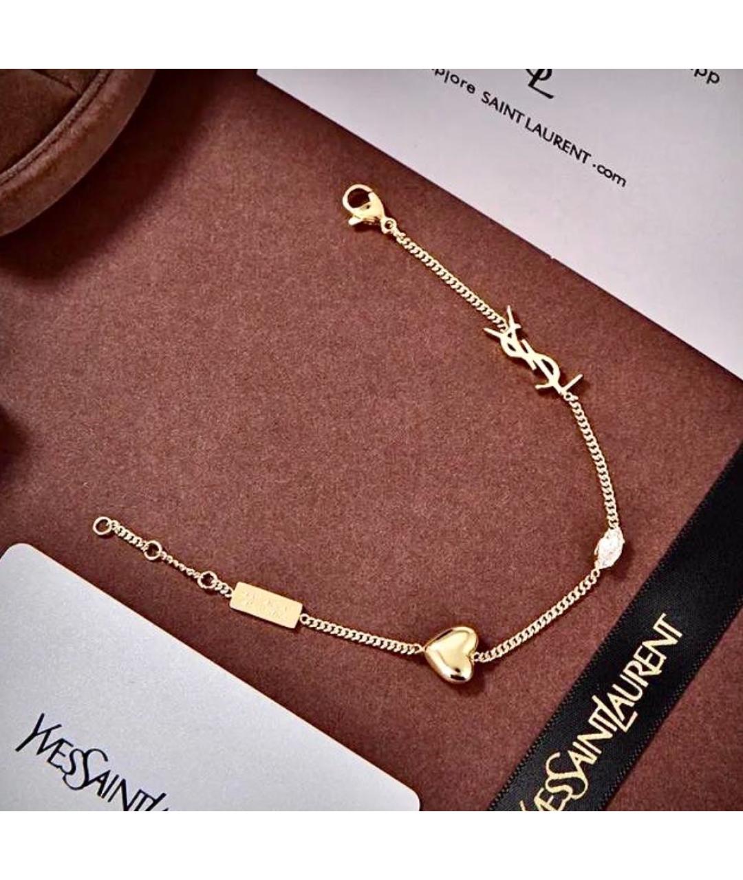 SAINT LAURENT Золотой латунный браслет, фото 3