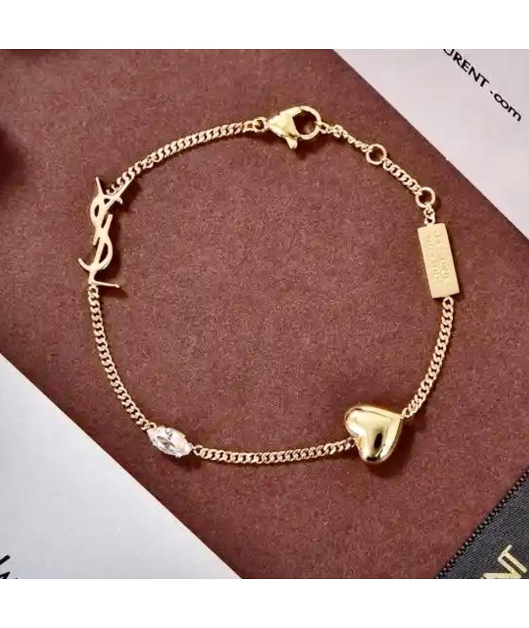 SAINT LAURENT Золотой латунный браслет, фото 2